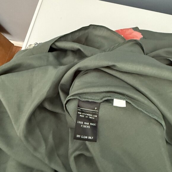 Wishful x Sahil Kochhar Green Printed Maxi Saree Dress Beaded Embroidered - Picture 6 of 9